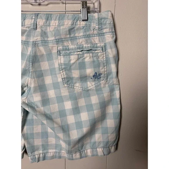 American Eagle Outfitters Women's 100% Cotton Blue Gingham Chino Shorts Size 10 - Picture 6 of 10